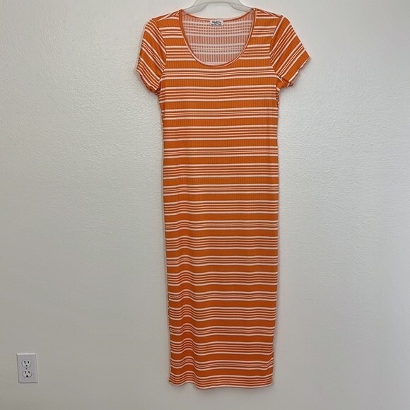 Jolie and Joy womans XL striped orange dress - Picture 2 of 12